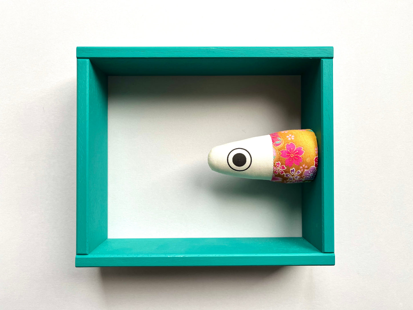 FLOW BOX - coppia di cornici di legno turchese con pesce spezzato